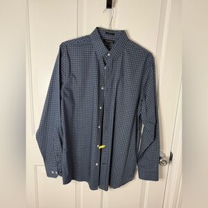 Banana Republic navy/white plaid dress shirt Size Large